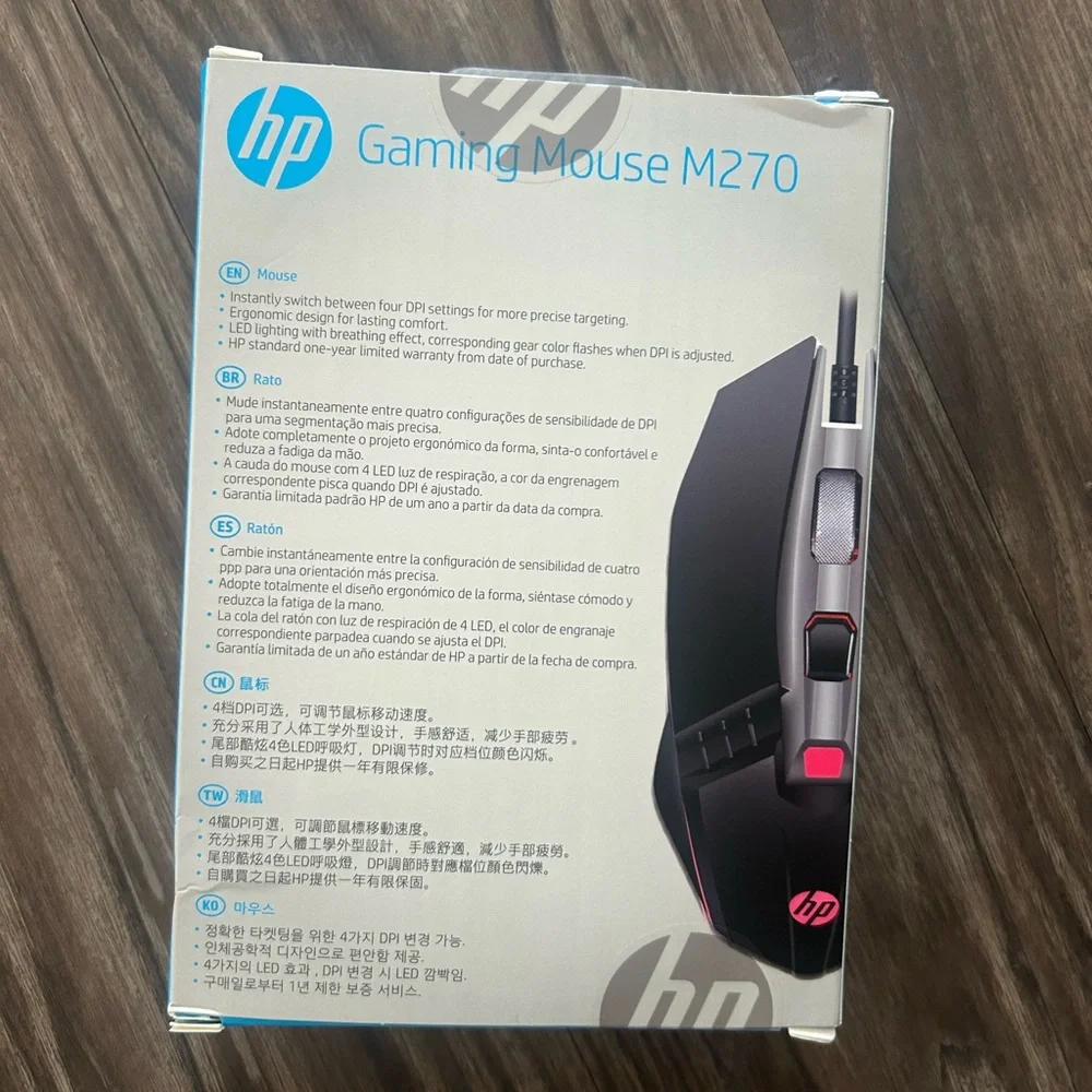 hp gaming mouse m270 Adjustable Up to 2400 DPI, 6 Buttons with Breathing Light